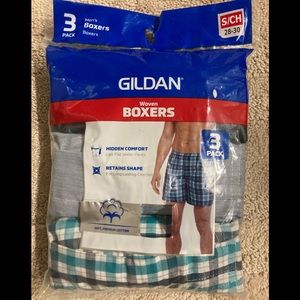 NWT Gildan 3 pk woven boxers sz S